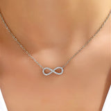 Colar em Tom de Ouro Branco com Pendente Infinito e Zircónia