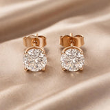 Brincos com Zircónia em Tom de Ouro Branco