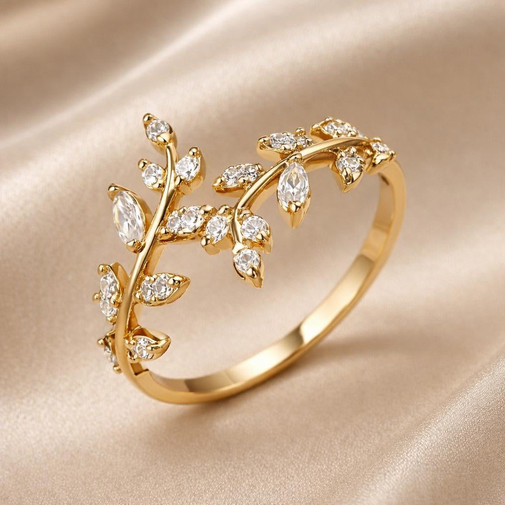 Anel Vinha com Zircónia em Tom de Ouro Branco