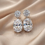 Brincos com Zircónia Brilhante em Tom de Ouro Branco