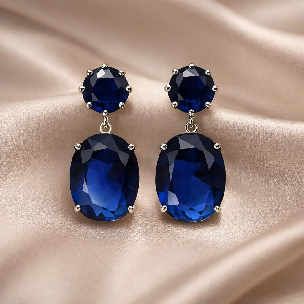 Brincos com Zircónia Brilhante em Tom de Ouro Branco