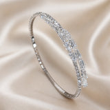 Pulseira Elegante com Zircónia Cúbica em Tom de Ouro Branco