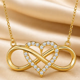 Pendente Coração Infinito em Tom de Ouro Branco com Colar