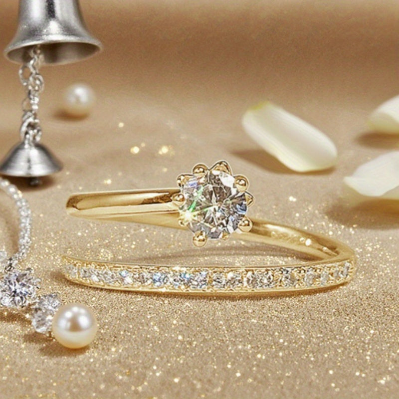 Glow - Anel com Zircónia em Tom de Ouro Branco