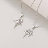 Colar Estrela do Norte em Tom de Ouro Branco