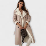 Maria | Cardigan comprido clássico com forro polar e gola teddy