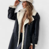 Maria | Cardigan comprido clássico com forro polar e gola teddy