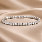 Pulseira Tennis com Cristais em Tom de Ouro Branco