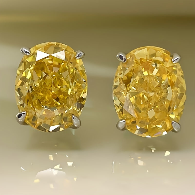 Brincos Únicos com Zircónia em Tom de Ouro Branco