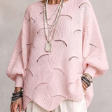 Marzia | Camisola de Malha Aberta Ondulada com Mangas Lanterna